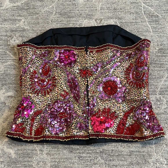 Gorgeous Vintage Oleg Cassini Black Tie Strapless Corset Like Top - Picture 2 of 7